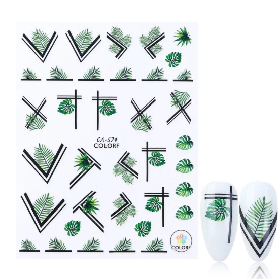 1pcs 3D Adhesive Nail Stickers Leaf Flowers Letters Decals Designs Nail Art Decorations Slider Foils Manicure Wraps TRCA574-584 - Цвет: CA-574