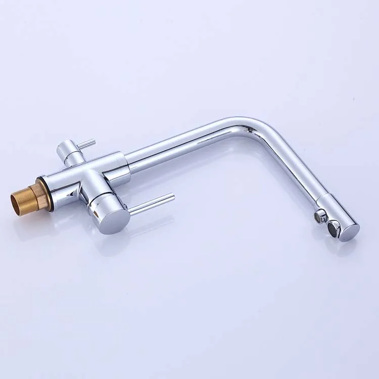  3 Way Kitchen Taps Drinking Water Hot and Cold Water 2 Handle Swivel Spout Water Filter Kitchen Sin - 4000239831745