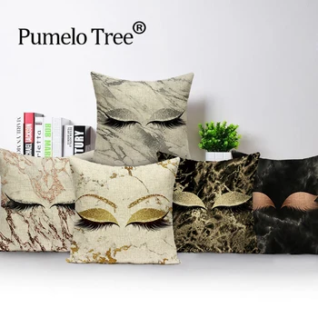 

Luxurious Eyelashes Abstract Cushions Cover Geometric Patterns Pillow Case Printed Linen Cushion Cases Girl Sofa Pillows Covers