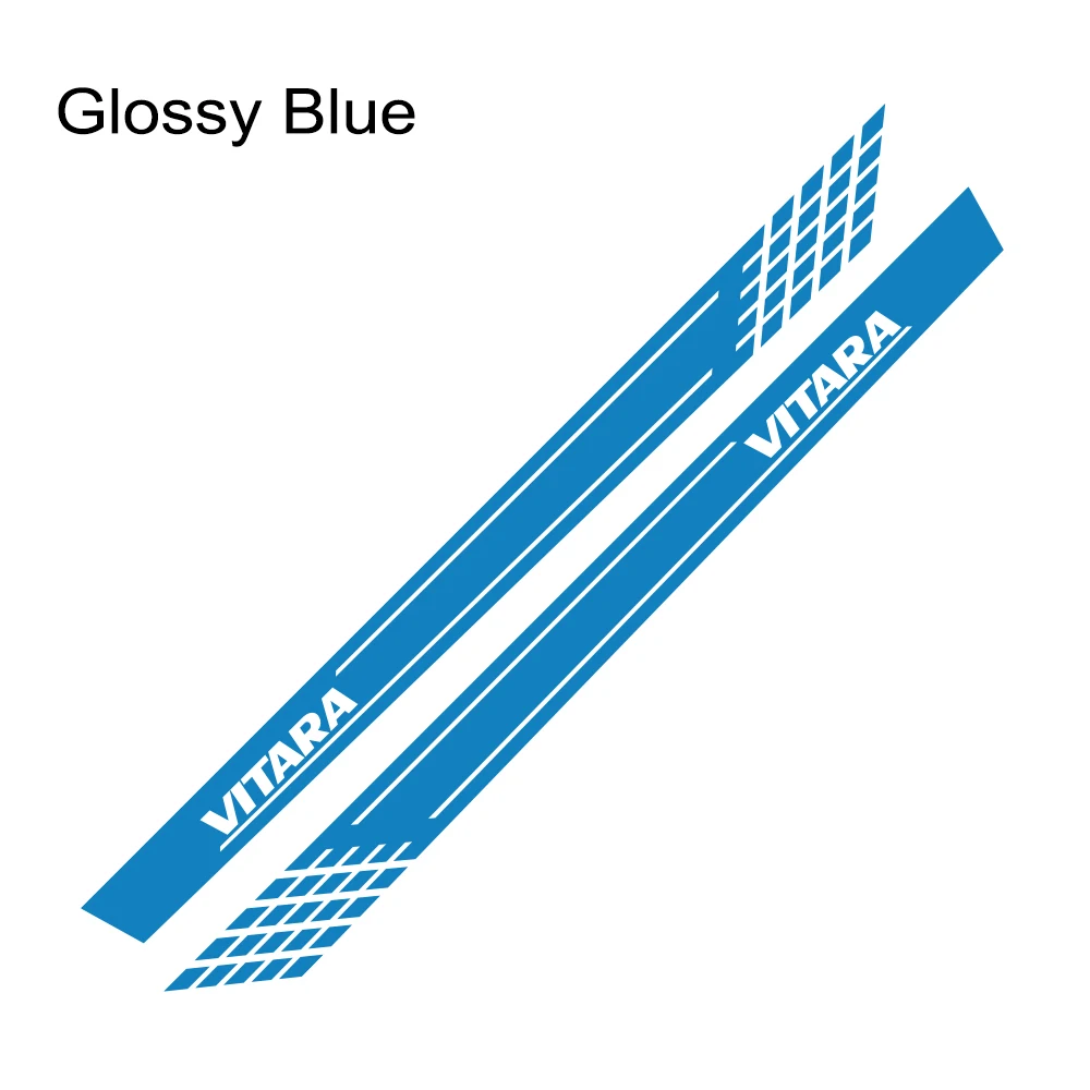 Glossy Blue 2 шт./компл. автомобиля Длинная сторона юбка наклейки для Suzuki Vitara украшения DIY виниловая пленка Авто спортивный стиль наклейки аксессуары для автомобиля - Название цвета: Glossy Blue
