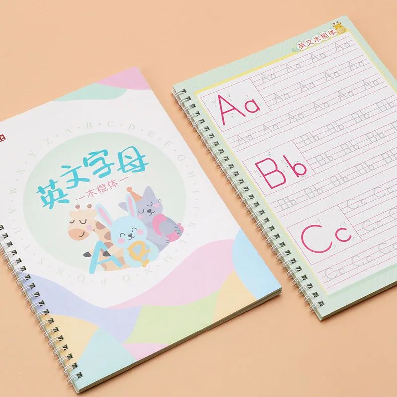 

English Alphabet Copybook Reusable Drawing Toys Hand Writing Groove Practice Auto Fades Educational Toys For Children Kids Book