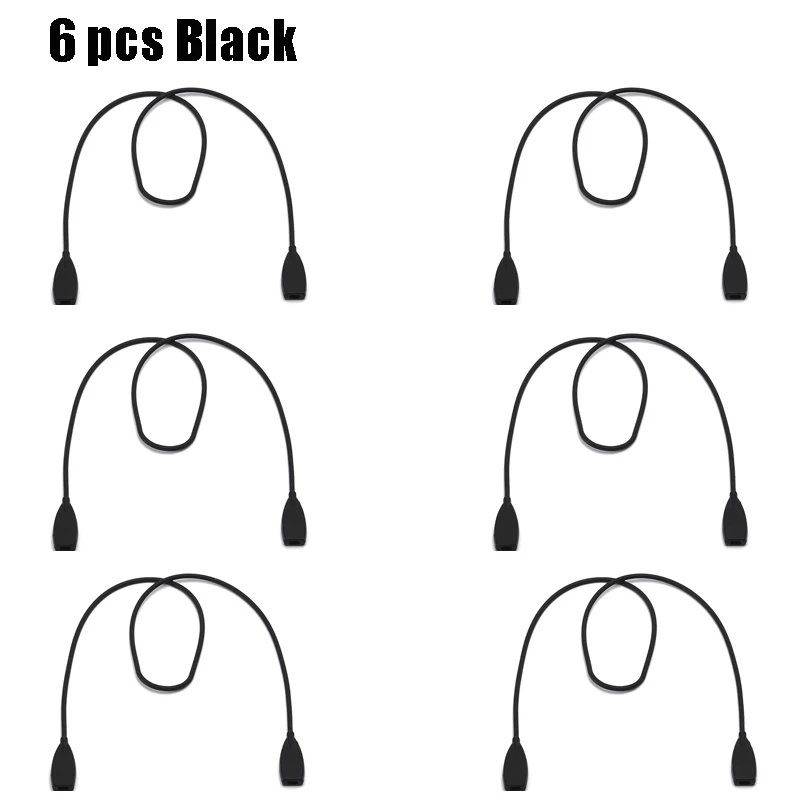 6 pcs Black SOOLALA, 6 шт./лот, противоскользящие очки, ремешок, силиконовый шнур, спортивные очки, веревка, солнцезащитные очки, эластичные Нескользящие веревки - Цвет: 6 pcs Black