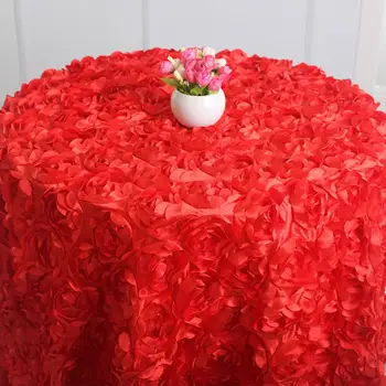 

120cm Round 3D Rose Fabric Tablecloth Table Cover Wedding Banquet Party Decor