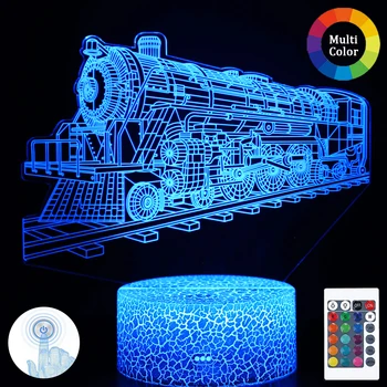 

3D Lamp Night Light LED Bulb Steam Train Locomotive Multi-color Lighting Flash Fade Holiday Gifts for Kids Friends G24