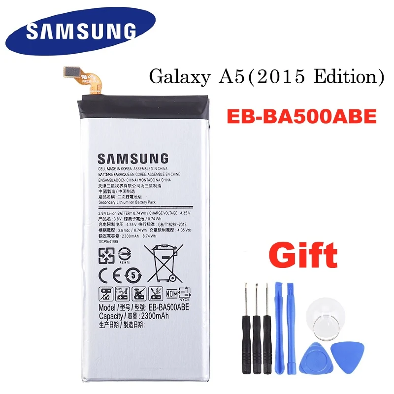 Оригинальный Samsung батарея для Galaxy A5(2015 edition) A500 SM A500F A500K A500FU A5000 A5009 EB BA500ABE 2300 мА ч|Аккумуляторы мобильных