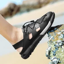 Мужские сандалии из натуральной кожи; Повседневная пляжная обувь для улицы; сезон лето; дышащая мужская обувь; коллекция года; римские гладиаторы; резиновая обувь для прогулок; Размер 39