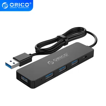 

ORICO 4 Port USB 3.0 HUB High Speed 5Gbps USB Splitter OTG Adapter With Power Supply Port Support 12TB HDD For Mac OS PC Laptop