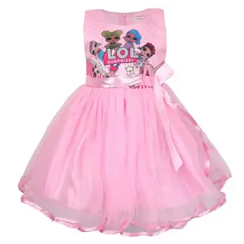 

LOL Surprise Kids Party Mesh Dresses Summer Toddler Girls Cartoon Sleeveless Princess Doll Clothes Dress Girl