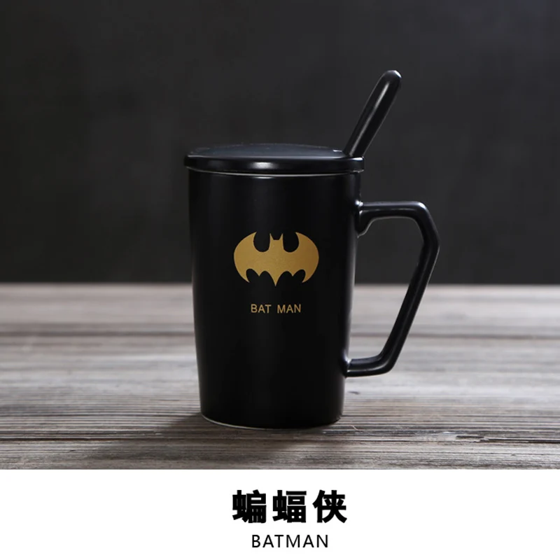 Креативные Мстители, Лига Справедливости кофейная кружка с крышкой с ложкой Superman Spiderman Batman керамическая чайная чашка для молока хороший подарок