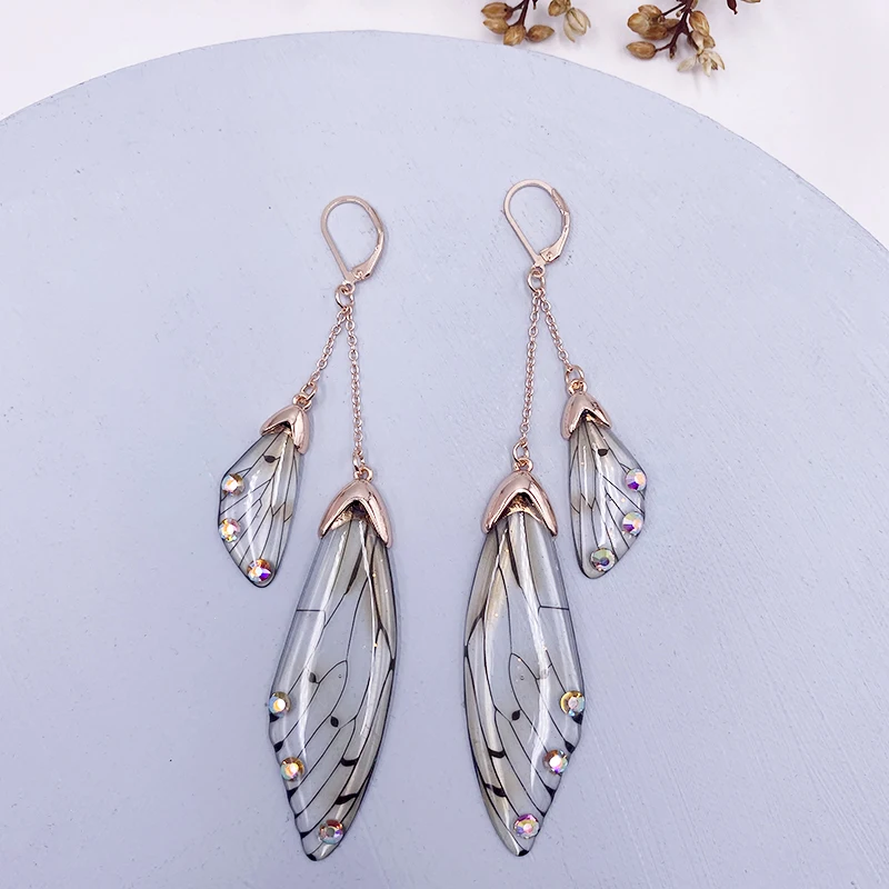Fairy Resin Butterfly Earrings for Women Shining Crystal Flake Double Wing Long Drop Earrings Ladies Wedding Party Jewelry 2020 Fairy Resin Butterfly Earrings for Women Shining Crystal Flake Double Wing Long Drop Earrings Ladies Wedding Party Jewelry 2020
