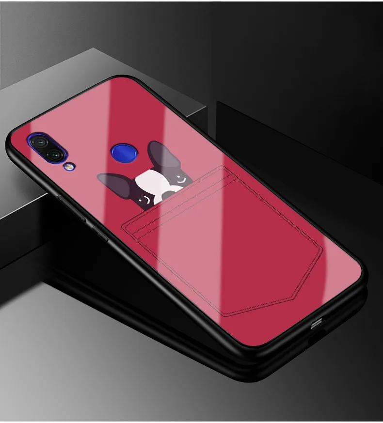 16 Для Xiaomi Redmi Note 7 Чехол стекло для ПК чехол для телефона черный бампер чехол для Xiaomi Redmi Note 7 Pro 7S противоударный чехол Note7 - Цвет: 16