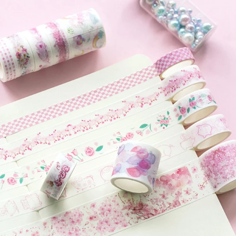 

20Pcs/Set Cute Cartoon Printed Floral Paper Masking Washi Tape Set Scrapbooking DIY Decoration Adhesive Tapes
