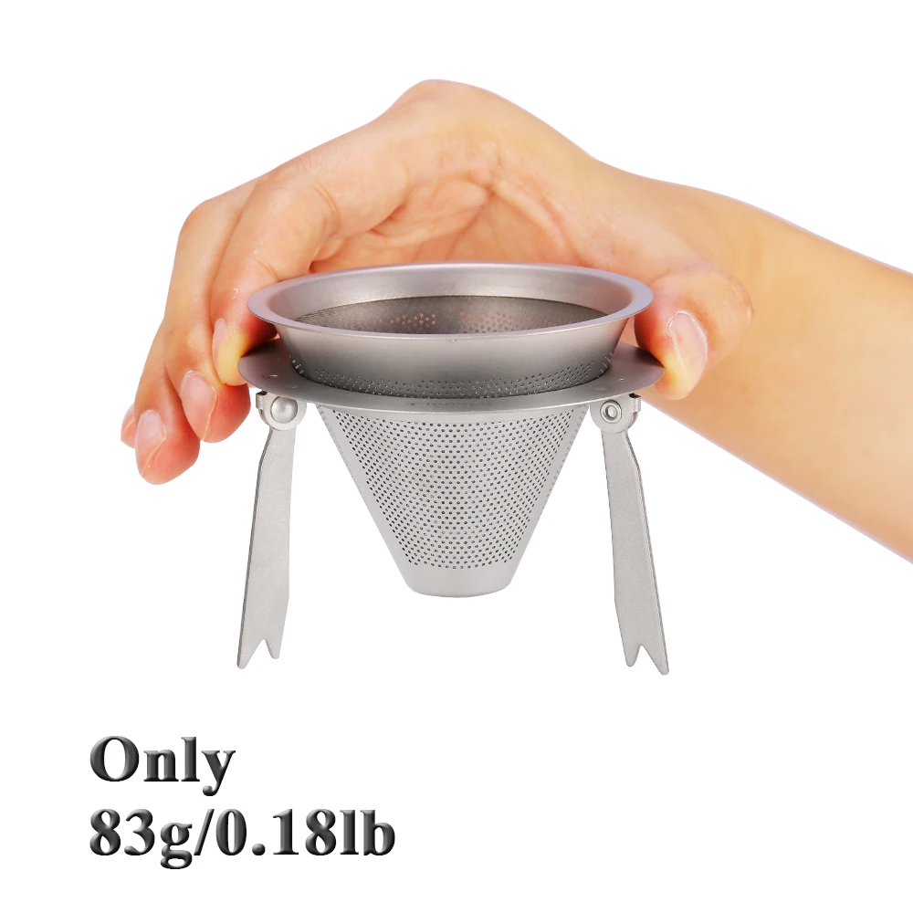

New Outdoor Titanium Coffee Filter Detachable Coffee Filter Holder Pour Over Coffees Dripper Mesh Coffee Tea Filter Basket Tools