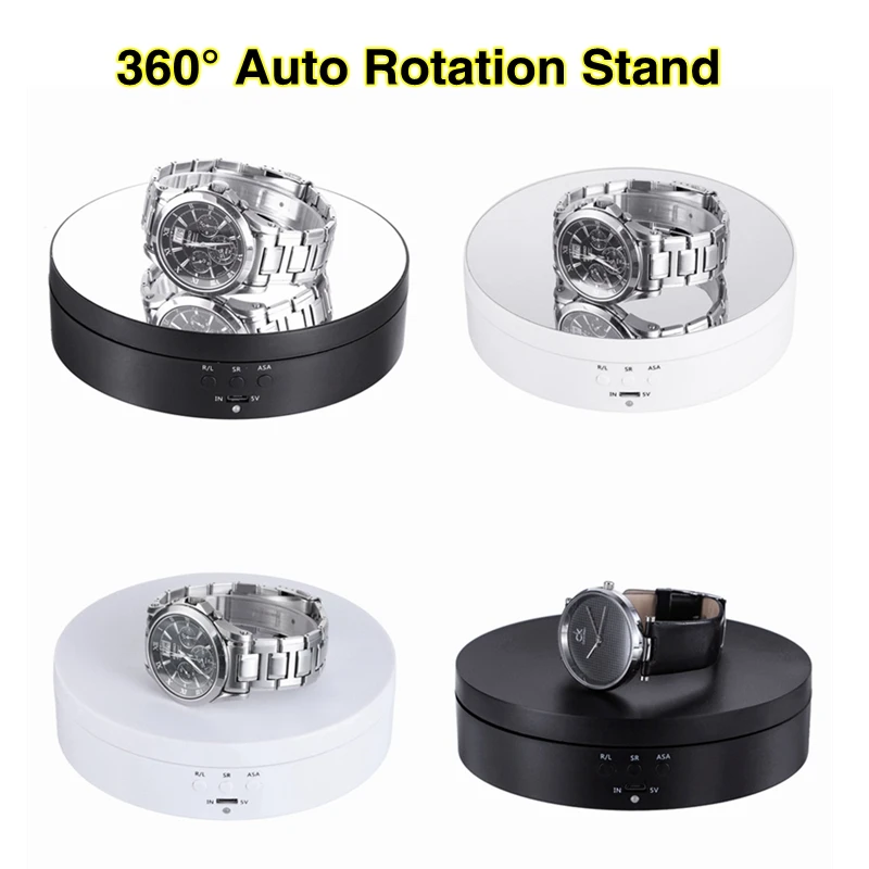 Tanie Fotografia 360 stopni Runda 3 prędkości Poziom Automatyczny obrót Zdalnie Automatyczny stojak na obrotnicę do Photo Studio Pole fotografowania Podstawa na biżuterię Podstawa o dużej mocy