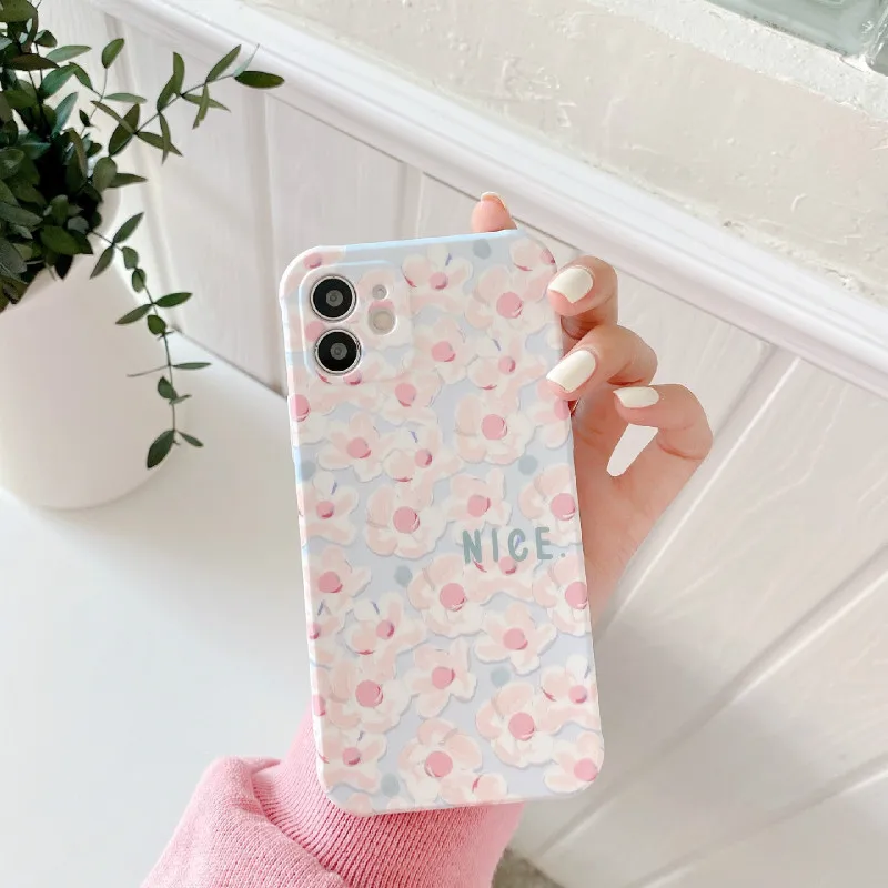 Розовый синий цветок чехол для телефона подходит iPhone11 12Pro Max мини X XR XSMax
