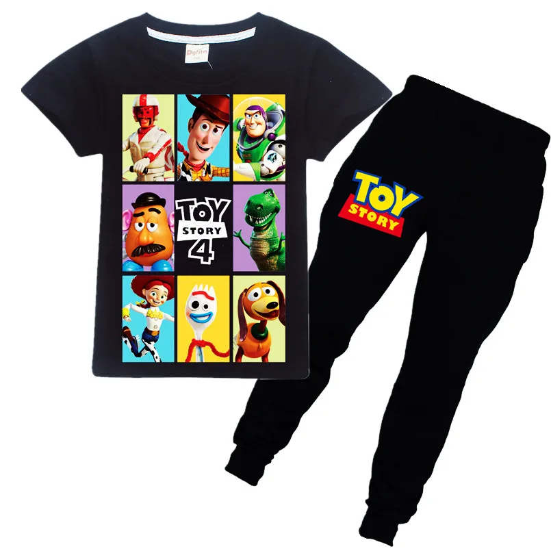 

Toy story 4 minecrafts t shirt clothes kids Summer cotton T-shirts Tops girls Boys Short-sleeved shirts + pants Sets Clothing