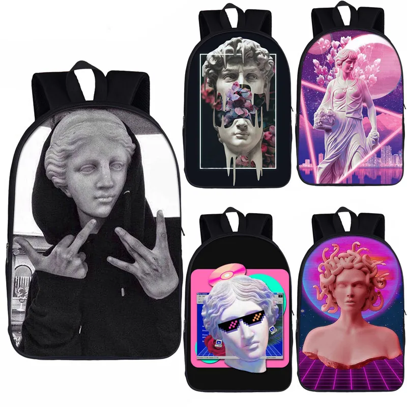 Эстетика Vaporwave статуя рюкзак для подростков Женский Мужской дорожный детские