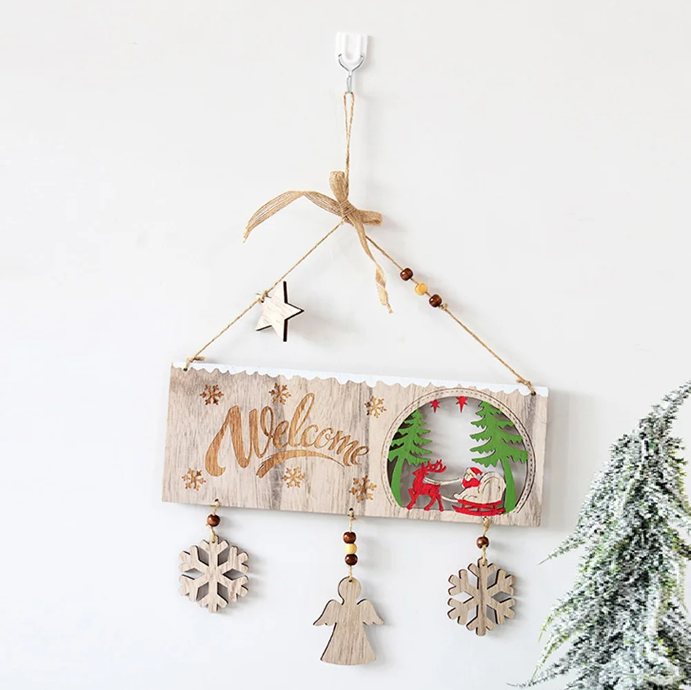 Xmas Doorplate Star Snowflake Angel Dangle Welcome Doorplate Hanging Pendant Home Decor New