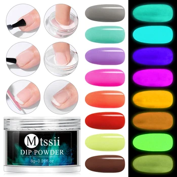 

8g Neon Phosphor Dipping Luminous Powder Nail Art Decorations Fluorescent Glitter Glow Pigment Dust Holographic Nail Powder