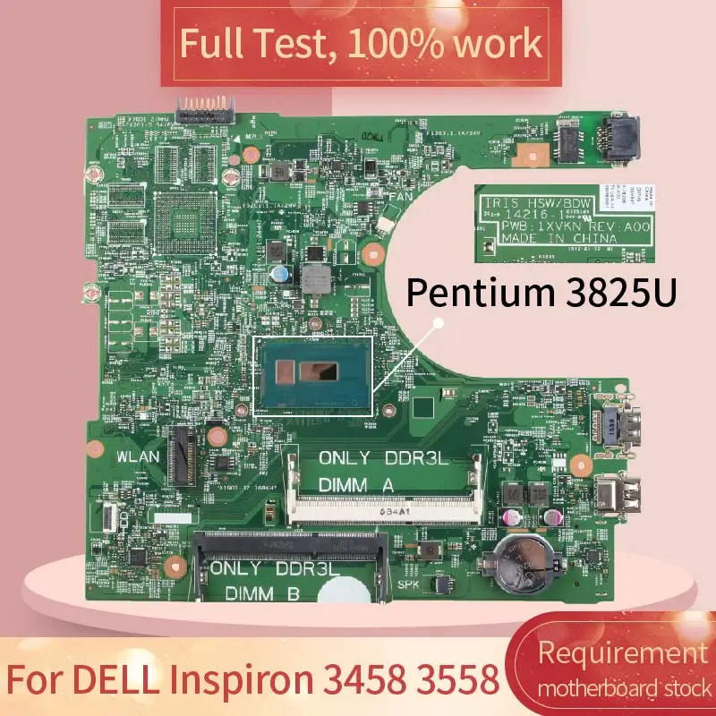 CN-0GH66Y For DELL Inspiron 3458 3558 14216-1 0GH66Y SR24B Pentium 3825U Notebook motherboard Mainboard full test 100% work | Компьютеры и