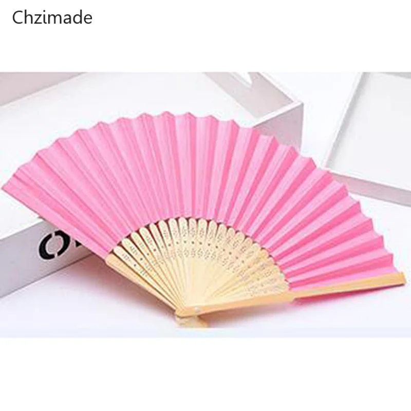 Pink Lychee Life, яркие цвета, китайский стиль, ручной вентилятор, Бамбуковая бумага, Складной вентилятор, вечерние, домашний декор, тканевый карман, свадебные подарки - Цвет: Pink