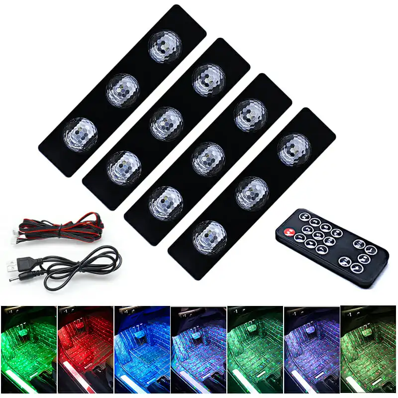 

Auto Car Led Foot light Interior Foot Decorative Lamp With Remote Wireless Control Music Multiple modes car styling 5V