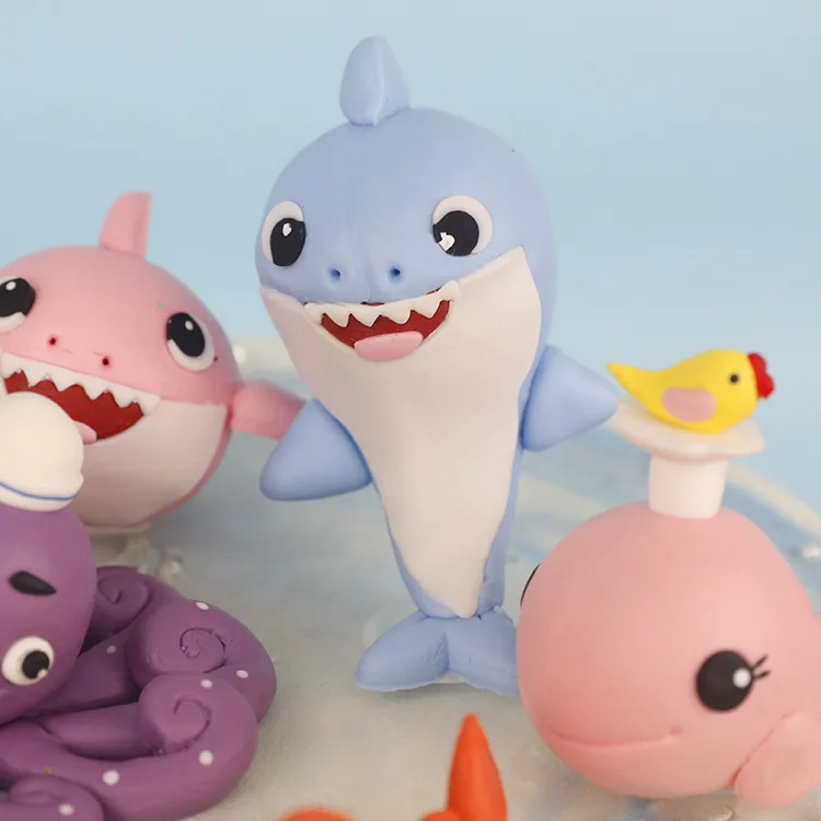 Summer Sea Animal Crab Cake Topper Mermaid Theme Cupcake Decor Mermaid Girl One 1st Happy Birthday Party Decor Kids Baby Shower