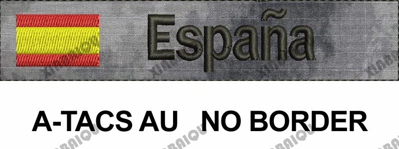 Вышивка Заказная заплата Испанский флаг пользовательское имя нашивка-лента Испания буквы крюк и петля Мультикам зеленый ACU черный AU FG Тан - Цвет: AU Fold