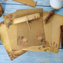 Ensemble d'enveloppe Kraft Vintage, bloc de lettres, papier d'écriture avec corde, pour la saint valentin, amour, Invitation, 1 paquet