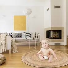 Диаметр 100 см травяной ручной тканный ковер загар круглый джутовый ковер деревенский стиль Противоскользящий коврик для гостиничного гостиной домашний текстиль 20E