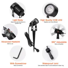 Светодиодный ландшафтный светильник, садовые светильники, водонепроницаемые, теплые, белые прожекторы с подставкой для спайков, штепсельная Вилка для США/ЕС/США