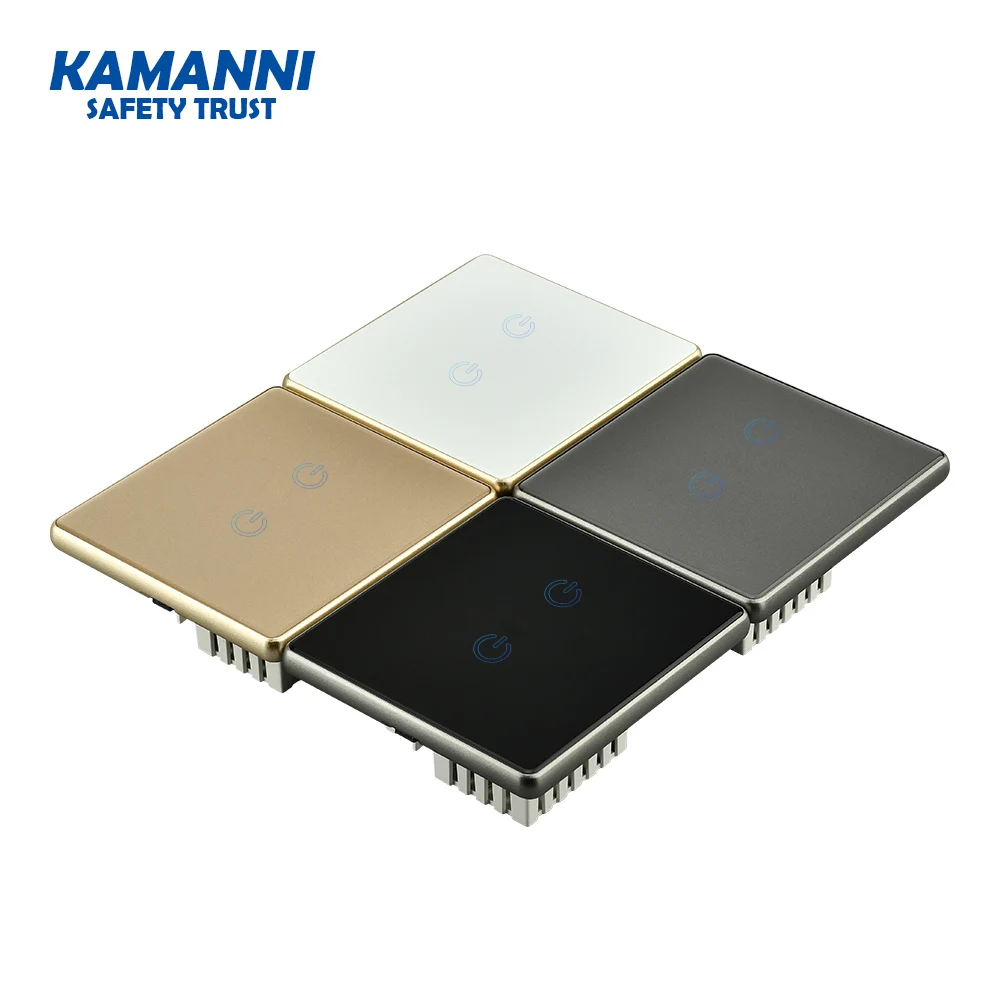 KAMANN Стекло смарт сенсорный настенный выключатель 2gang 1way 100 v-240 v ЕС Стандартный переключения светодиодный светильник ed светильник переключатель Панель сенсорный экран