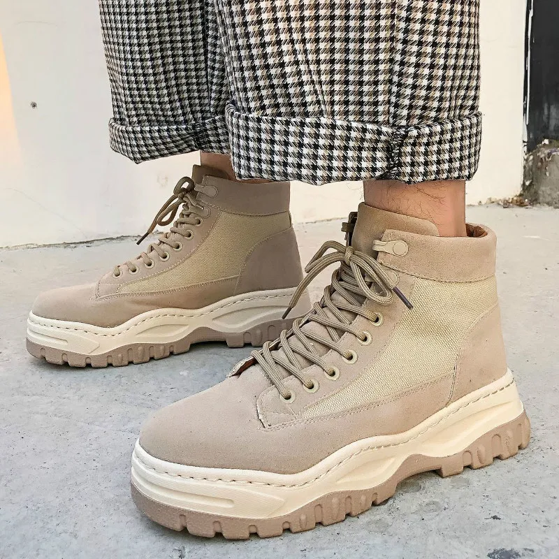 

Autumn Leather Martin Boots Men Retro Fashion Ankle Boots Winter Sports Shoes Male Outdoor Tooling Shoes Desert Booties J1-26