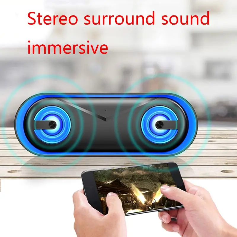 Bluetooth динамик беспроводной стерео Бас Hifi динамик Поддержка TF карта USB светодиодный светильник