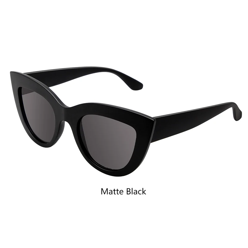 C1 WUE NEW Retro Thick Frame Cat Eye Sunglasses Women Ladies Fashion Brand Designer Mirror Lens Cateye Sun Glasses For Female - Lenses Color: C1