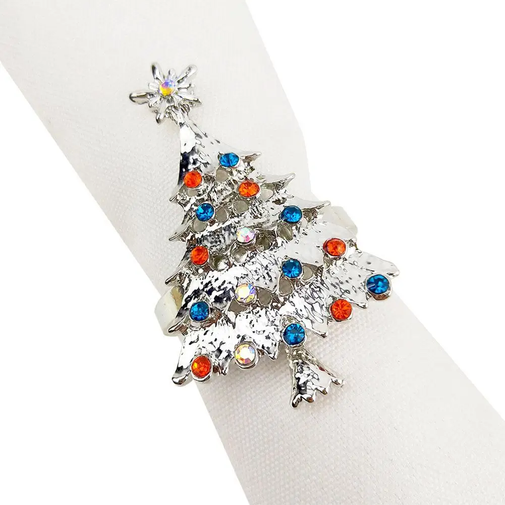 Christmas Tree Napkin Ring Gold Silver Napkin Buckle Wedding Event Dinner Party DIY Decoration Hotel Sample Table Ornament