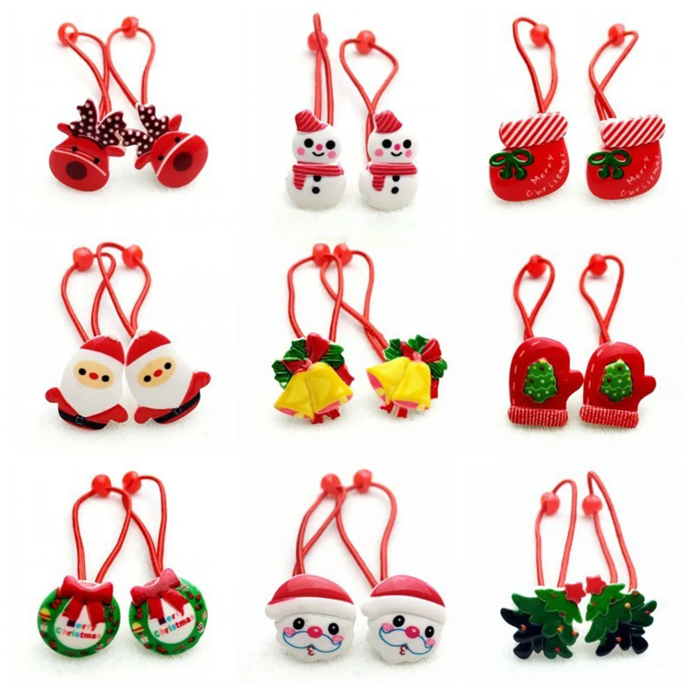 10Pcs Christmas Hair Accessories Kids Girl Candy Hairpin Baby Hair Clip Rope Christmas Barrettes Headhand Decorations