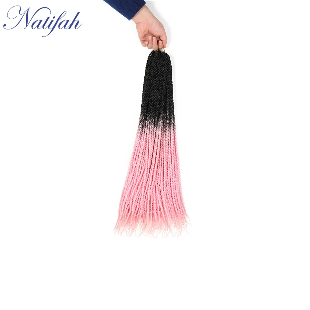 Natifah Ombre Сенегальские скрученные волосы коробка косички вязанные волосы 24 дюйма синтетические плетеные волосы для наращивания 20 корней/упаковка 11 видов цветов - Цвет: T1b/розовый