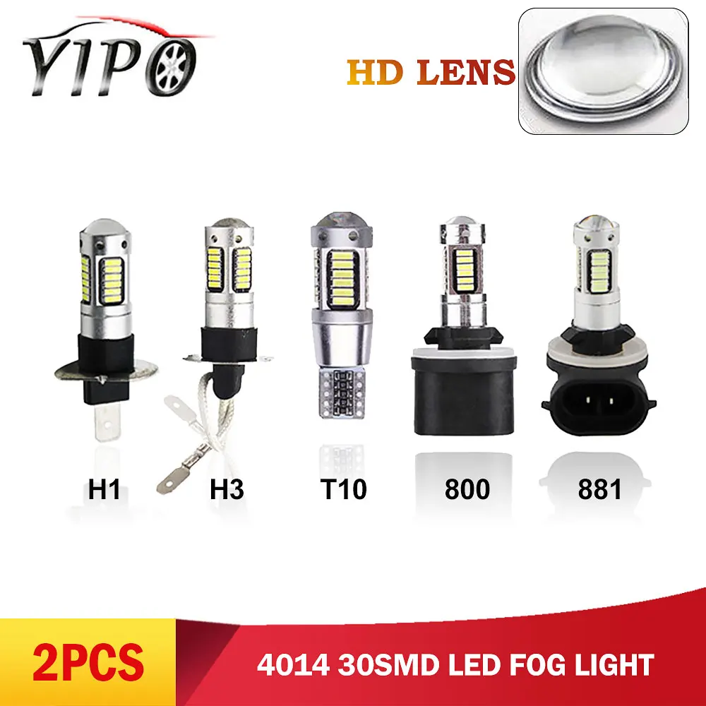 

w5w t10 led H1 H3 LED Fog Lamp 880 881 h1 LED Car Bulb 4014 30SMD DRL External Wedge Clearance light Auto car styling 6000K 12V