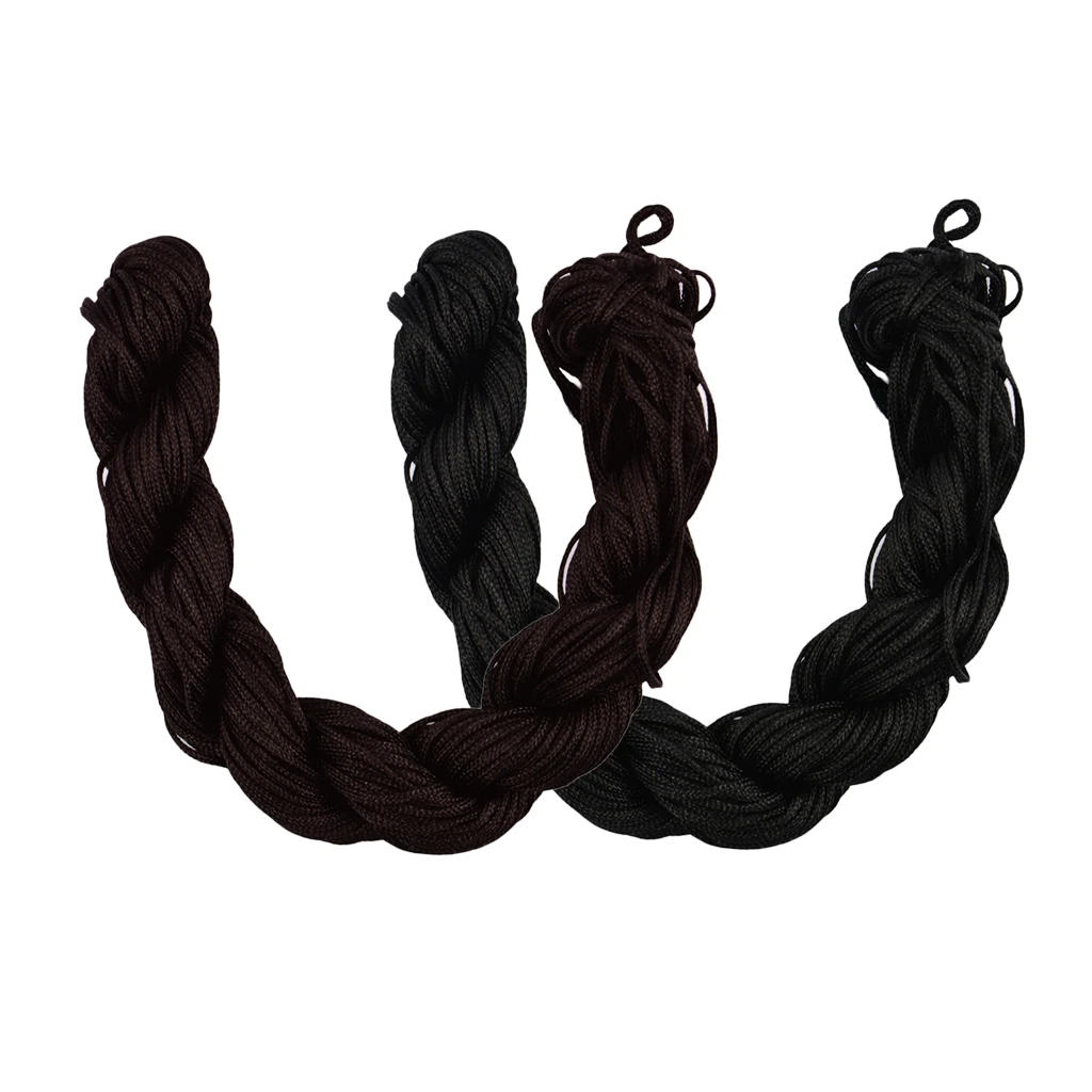 60m 1mm Braided Cord Chinese Knotting Macrame Cord String Brown & Black