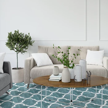 

Home Decor Morocco Floor stickers ceramic tile Waterproof Black Blue Non-slip Vinyl Peel and Stick Bathroom Kitchen 10pcs