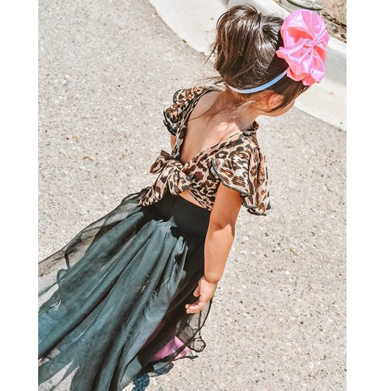 05YFashionToddlerBabyGirlsClothesSetsLeopardPrintBacklessT