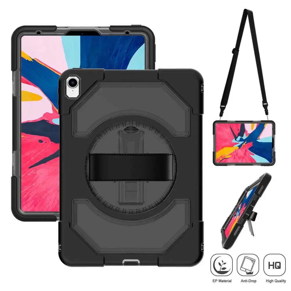 Black with Strap Для iPad Pro, 11 дюймов,, детский противоударный чехол для планшета с кожаным ремешком на плечо, защитный чехол-подставка, аксессуары FHL01 - Цвет: Black with Strap