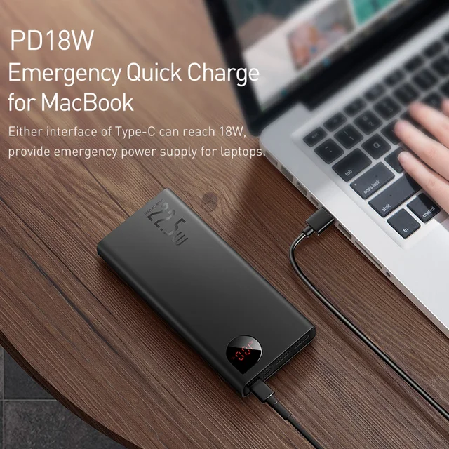 Baseus 22.5W Power Bank, 20000mAh, Fast Charging PD Type-C 4