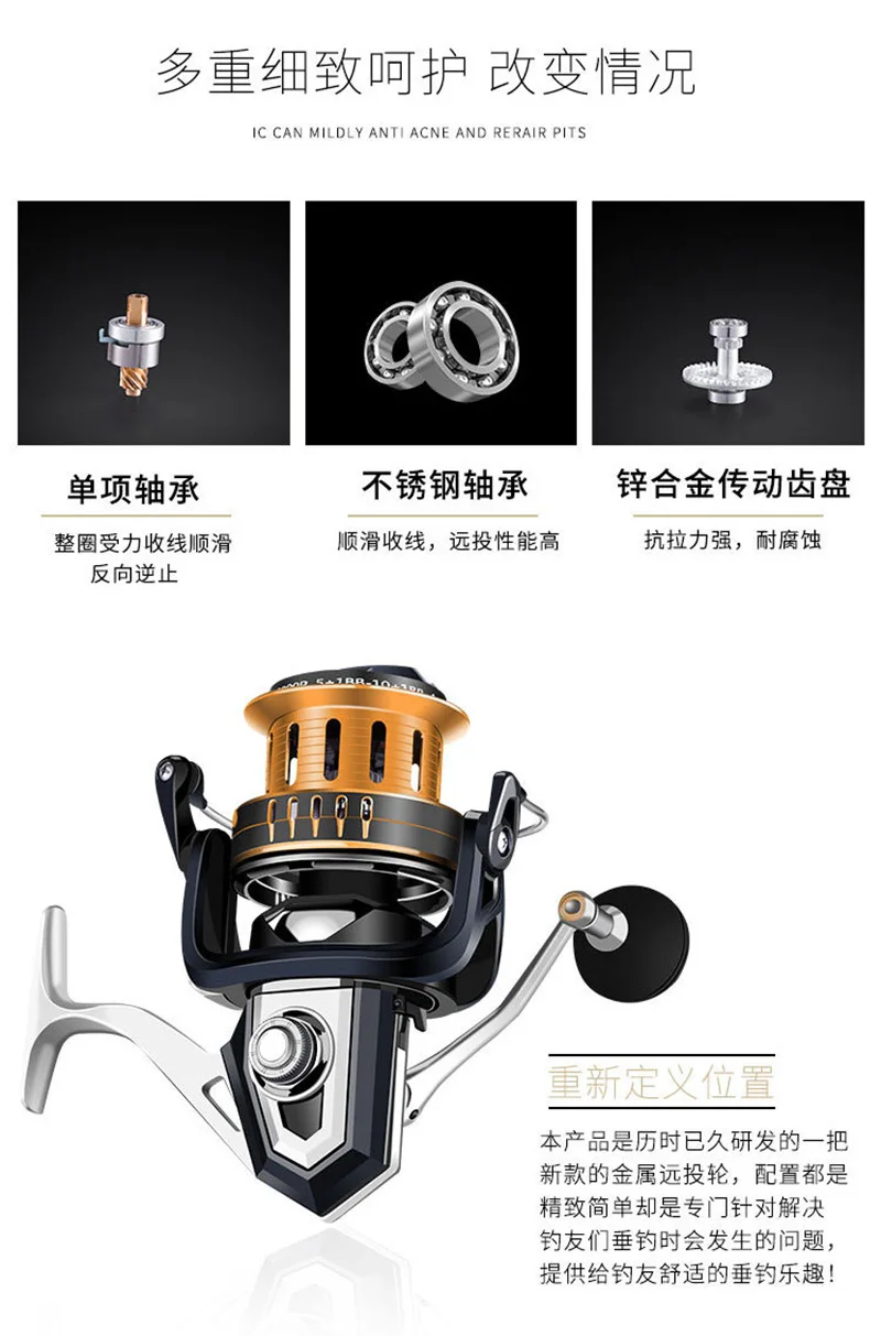 Fishing Reel Spinning Full Metal Saltwater Feeder Reel Carp Fishing 6+1bb Spool Coil Catfish Fish Reel Sea Spinning Surfcasting