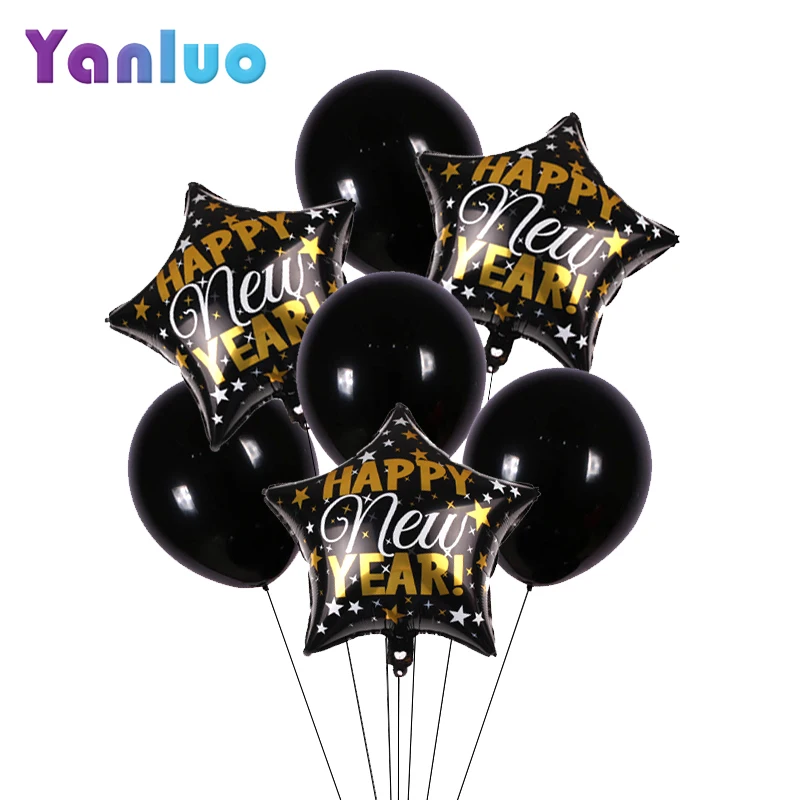 

2020 Foil Balloon Happy New Year Star Round Number Balloon for Christmas Home Party Air Balls Decoration New Year Decor Supplies