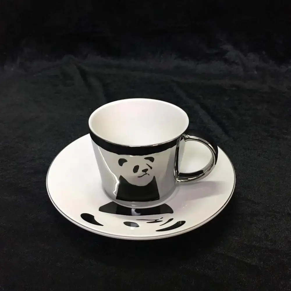 

Ceramic Afternoon mirror Tea Cups And Saucers Bone China Panda Coffee Cup With Tray Porcelain Drinkware Set