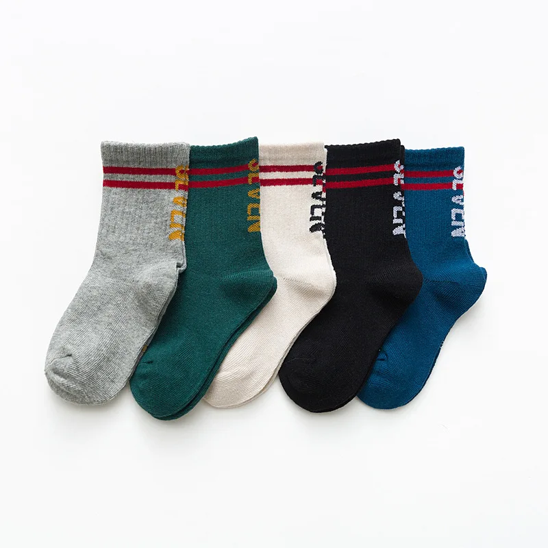 Autumn boys girls cotton casual striped socks kids cute jacquard weave socks 0-12 years - Цвет: D