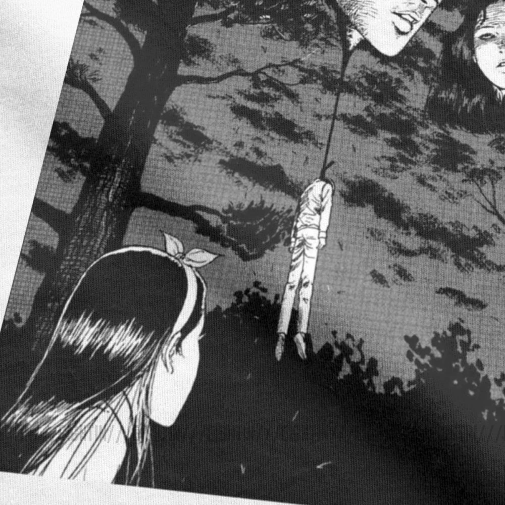 Junji Ito аниме жуткая манга японский ужас футболки мужские горячая Распродажа Топы Забавные футболки с круглым вырезом очищенные хлопковые футболки