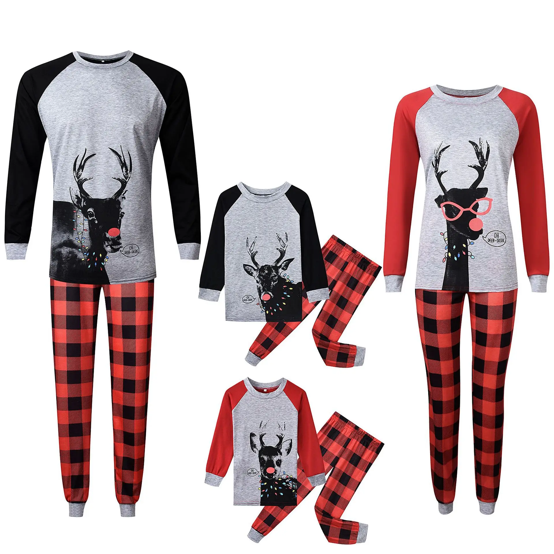 Christmas Family Pajamas Set Christmas Clothes Fashion Printing Round Neck Matching Baby Kid Dad Mom Matching Family Outfits